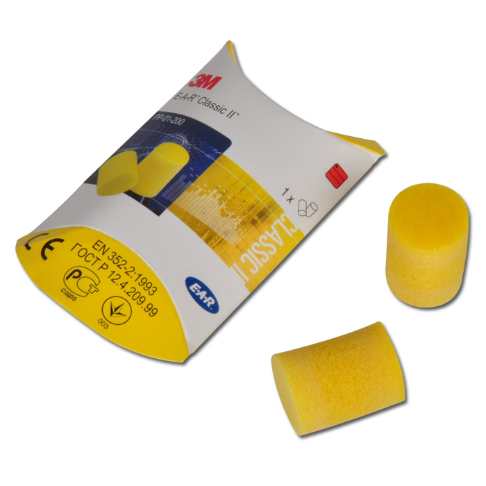 3M E-A-R CLASSIC Gehörschutzstöpsel, 5-Paar Taschenpackung, gelb, SNR = 28  dB, FP01000